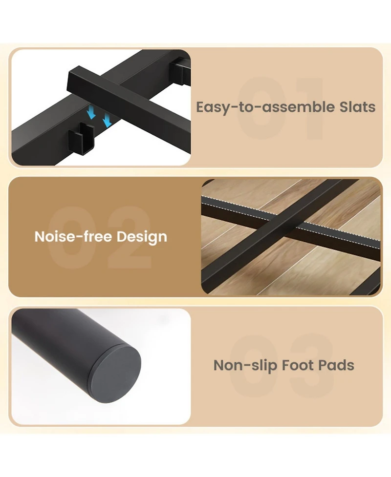 Gouun Full Metal Platform Bed Frame with Storage Drawers and Headboard