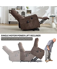 Maison Boucle Chenille Power Lift Recliner Chair for Elderly with Massage, Heat & Usb, Single Motor Electric Seniors
