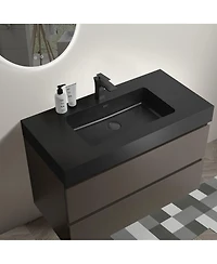 Sillysis Luxury Wall Mounted Bathroom Vanity with Sink, Modern Floating Double Drawer Storage, Matte Basin, Pre-assembled