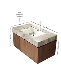 Sillysis Bathroom Vanity with Sintered Stone Top, Wall Mounted Floating Cabinet, Soft Close Drawer for Modern Bathrooms