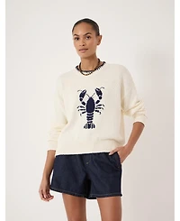 Hush Women's Hallie Crew Neck Lobster Graphic Sweater