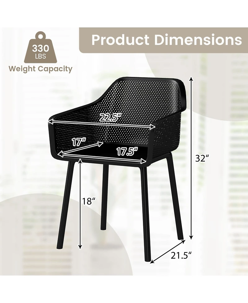 Gymax Pcs Modern Plastic Dining Chairs Kitchen Armchairs w/ Breathable Mesh Backrest