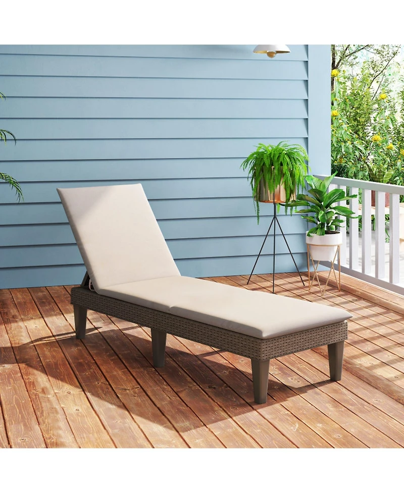 Gouun Patio Reclining Lounger with Removable Cushion and 3-Position Backrest