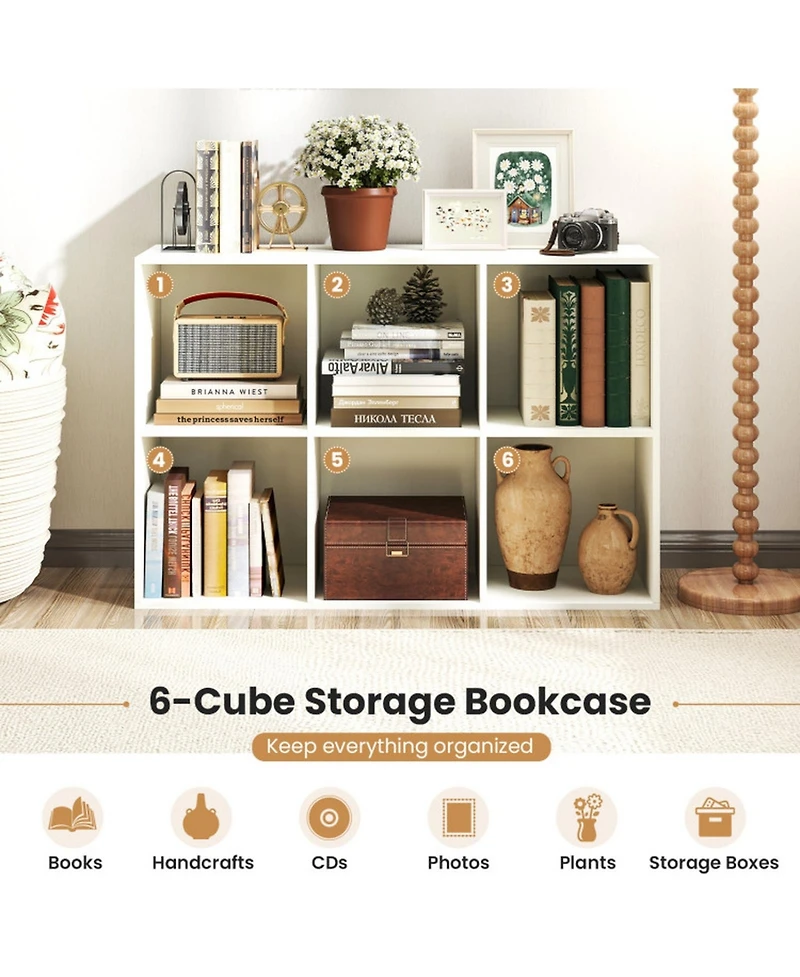 Gouun 6-Cube Freestanding Bookcase with Anti-Tipping Kits