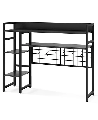Gouun 4-Tier Desktop Display Shelf with Metal Grid Panel and Hooks