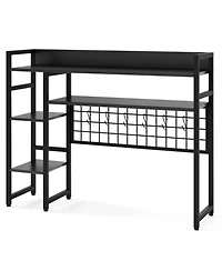 Gouun 4-Tier Desktop Display Shelf with Metal Grid Panel and Hooks