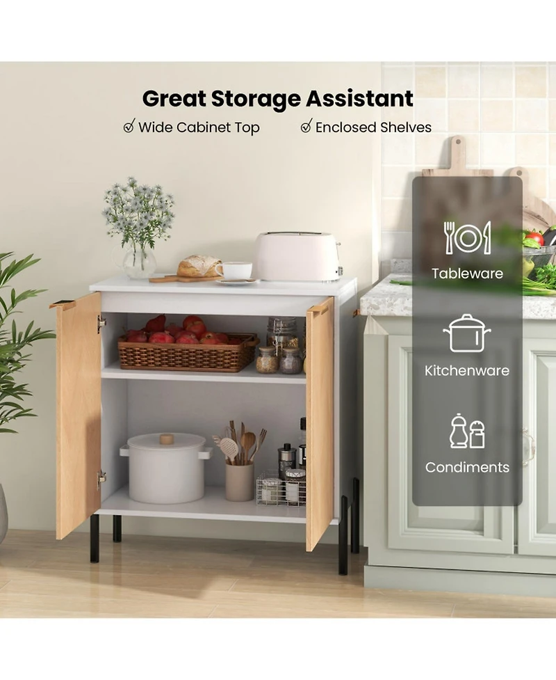 Gouun 2-Door Buffet Cabinet Sideboard with Shelf and Metal Legs