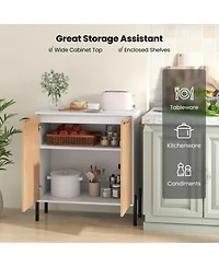 Gouun 2-Door Buffet Cabinet Sideboard with Shelf and Metal Legs