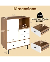 Gouun Mid-Century Modern Buffet Sideboard with 4 Drawers