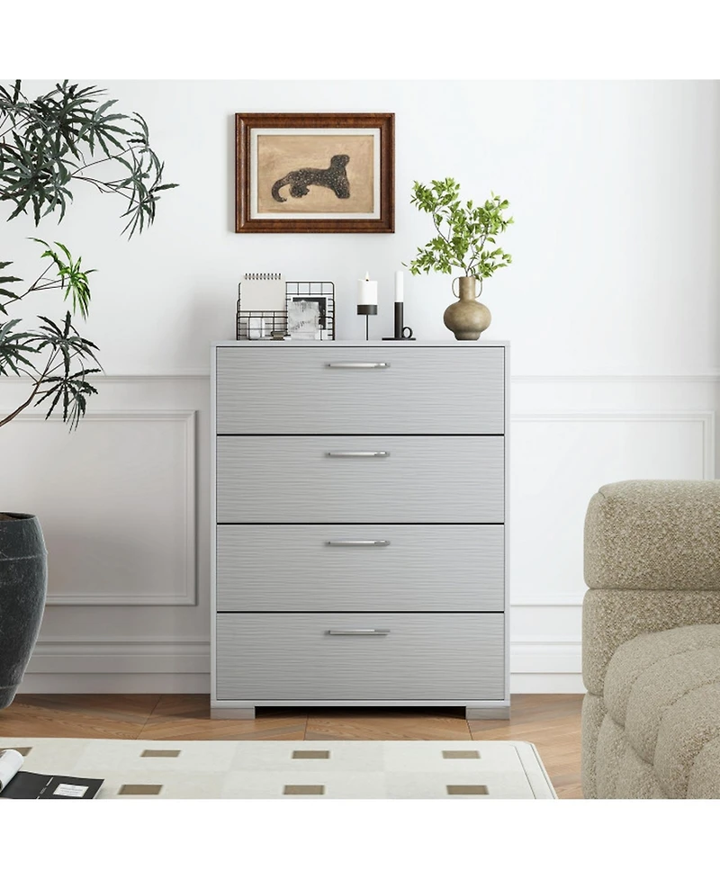 Gouun 4-Drawer Storage Cabinet with Metal Legs and Anti-Toppling Devices