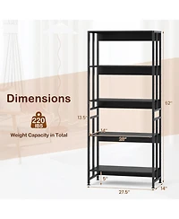 Gouun 5-Tier Bookshelf with Adjustable and Tiltable Shelves
