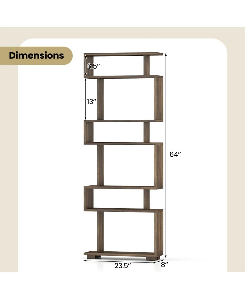 Gouun 6-Tier Slim Bookcase with Anti-Tipping Kit