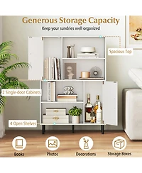 Gouun 47-Inch Storage Cabinet Bookcase with 2 Doors and 4 Open Shelves