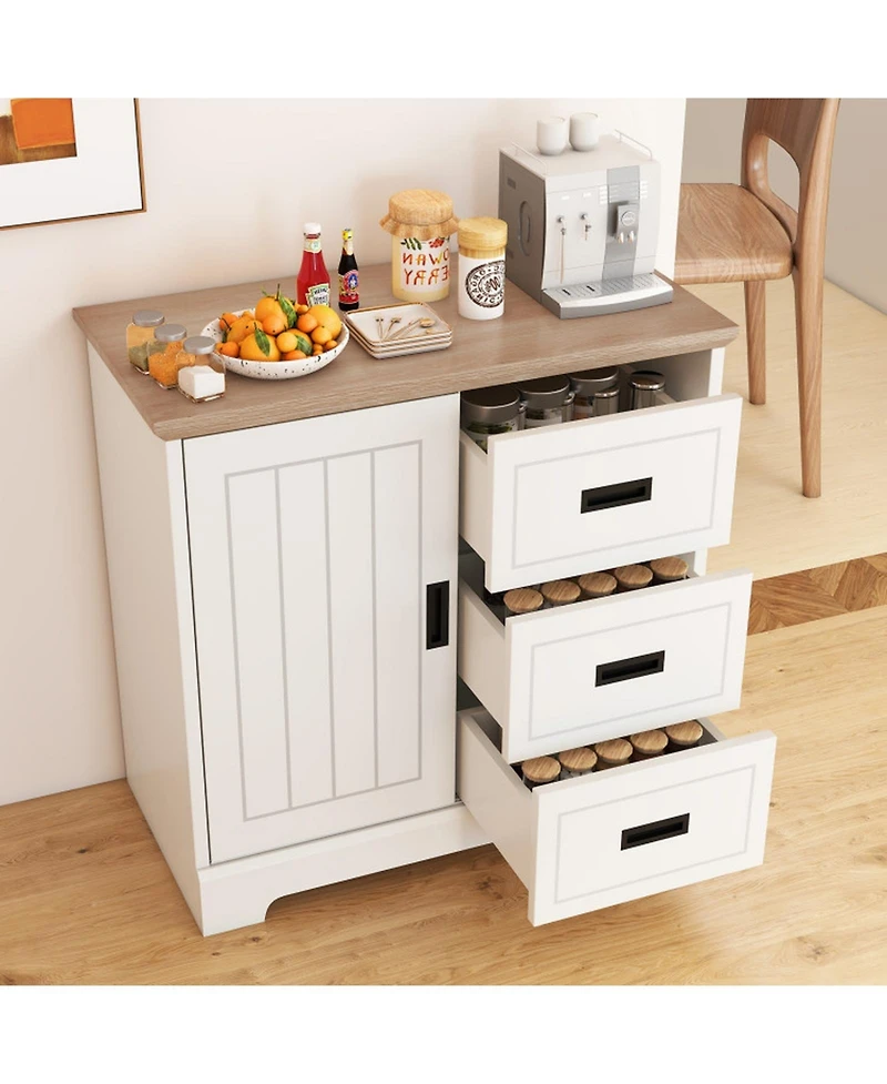 Gouun Farmhouse Sideboard Buffet Cabinet with Sliding Doors