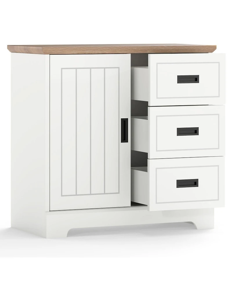 Gouun Farmhouse Sideboard Buffet Cabinet with Sliding Doors