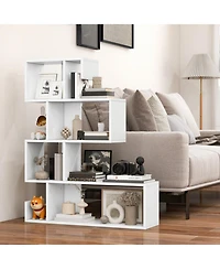 Gouun 5-Tier S-Shaped Geometric Bookshelf with Open Cubes