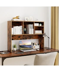 Gouun Desktop Bookcase with 4 Cubbies and Open Back Compartment