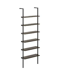 Gouun 6-Tier Industrial Ladder Shelf Wall Mounted Bookshelf
