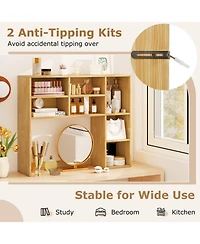 Gouun Desktop Bookshelf with 7 Cubbies and Adjustable Shelves