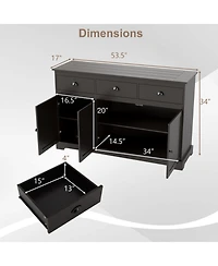 Gouun 3-Drawer Sideboard Buffet with Adjustable Shelves