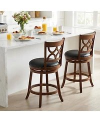 Sugift Swivel Bar Stools Set of Two with High Backrest