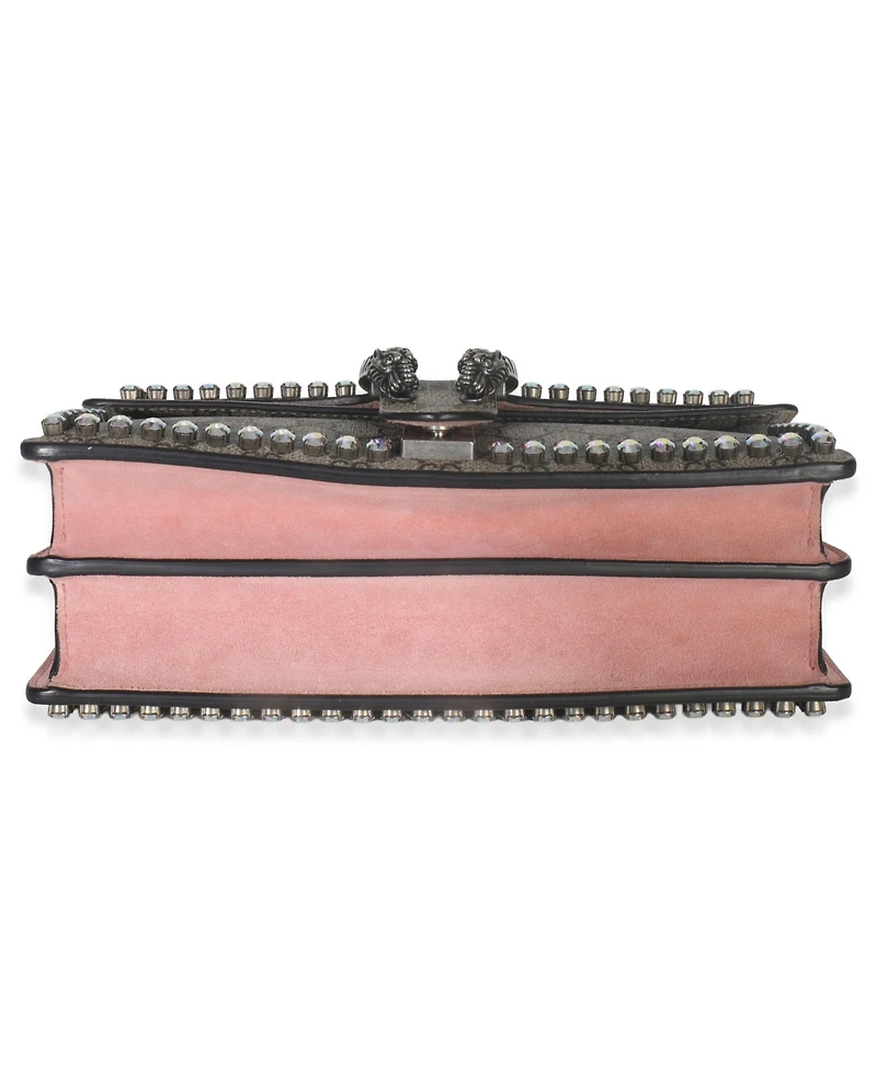 Pre-Owned Gucci Pink Beige Gg Supreme Canvas Crystal Small Dionysus Shoulder Bag