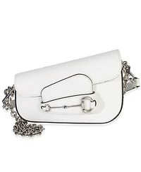 Pre-Owned Gucci White Calfskin Mini Asymmetric Horsebit 1955 Shoulder Bag