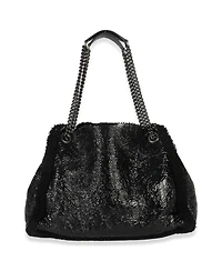 Pre-Owned Gucci Black Patent Shearling Medium Soho Hobo