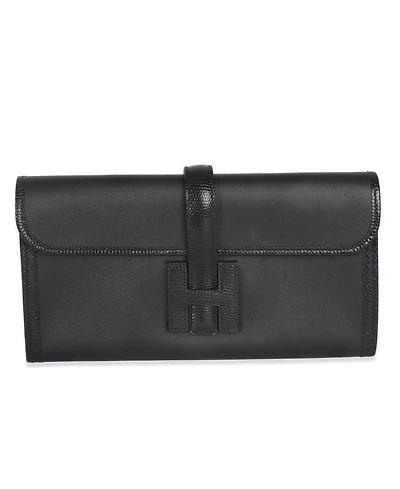 Pre-Owned HERMES Black Swift Lizard Jige Elan Touch 29