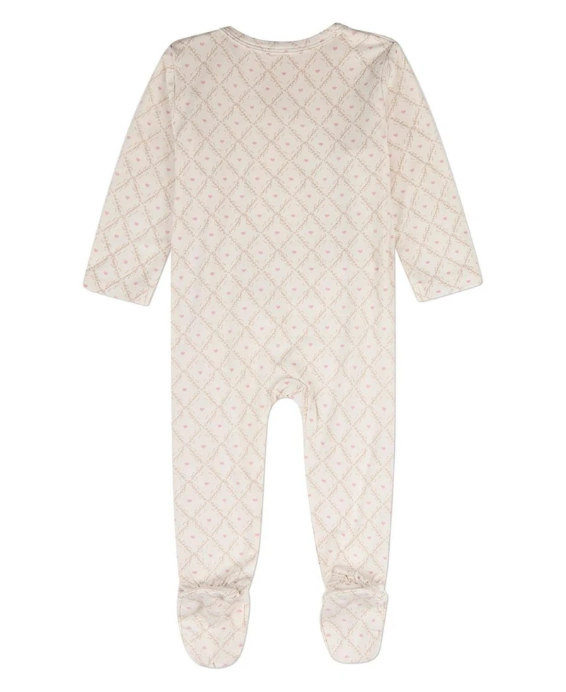 MeMoi Baby Girls Harlequin Heart All Over Print Footie