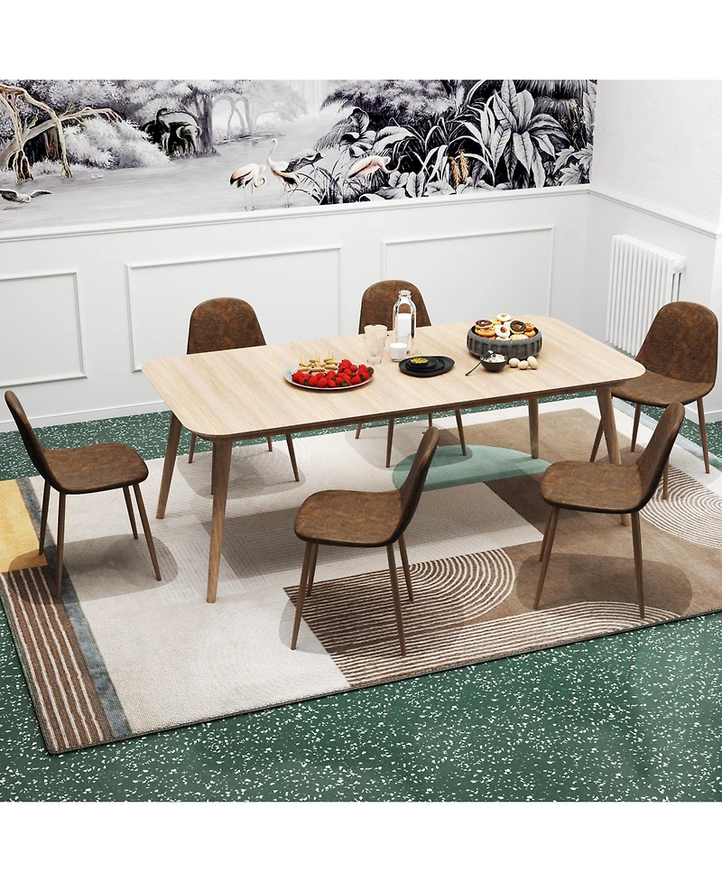 Slickblue Modern Kitchen Chairs Set of 4 Faux Pu Leather with Metal Legs