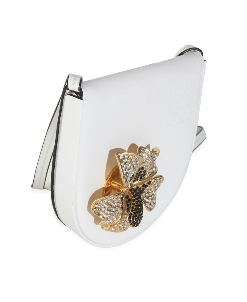 Pre-Owned Loewe White Calfskin Heel Metal Flower Crossbody
