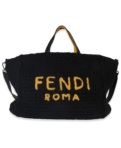 Pre-Owned Fendi Yellow Black Wool Logo Tote