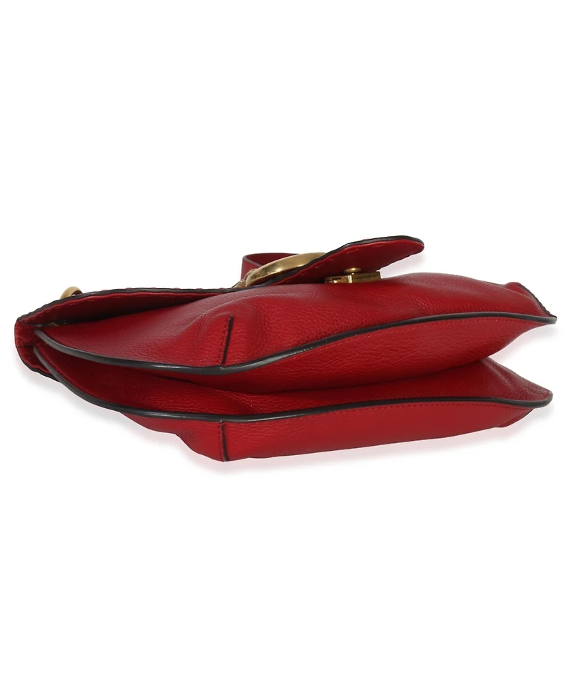 Pre-Owned Gucci Red Cellarius Calfskin Feline Gg Marmont Flap Shoulder Bag