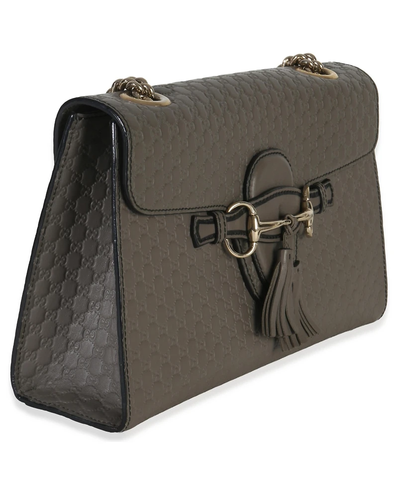 Pre-Owned Gucci Grey Guccissima Emily Leather Medium Chain Shoulder Bag