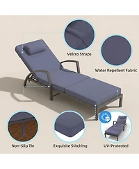 gaomon Set of 2 Patio Chaise Loungers, 5-Position Adjustable, All-Weather Rattan