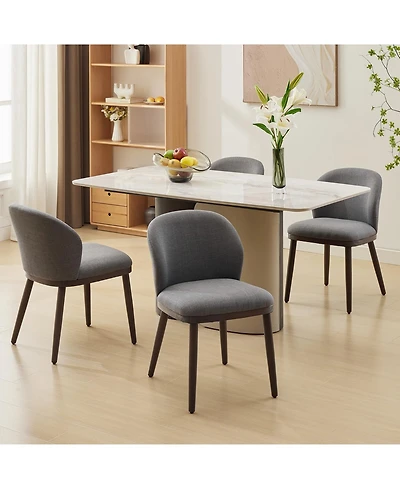 gaomon Set of 4 Upholstered Dining Chairs with Ergonomic Back Support and Solid Wood Legs