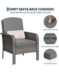 gaomon 2-Piece All-Weather Pe Wicker Patio Set with High Back Chairs and Cushions