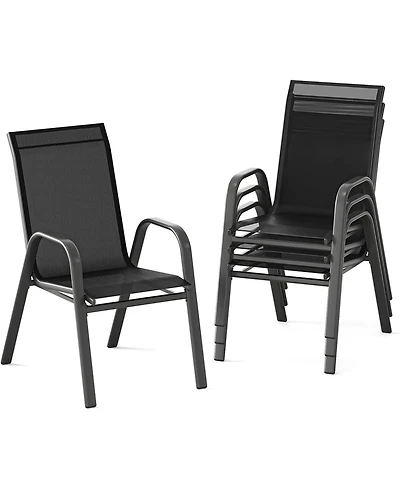 gaomon Set of 4 Textilene Stackable Outdoor Dining Chairs
