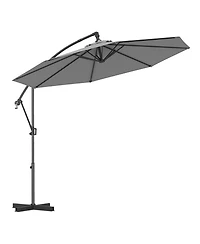 Gouun 10 ft Offset Hanging Patio Umbrella with Infinite Tilt 360-Degree Rotation and Base