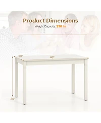 Sugift 48-Inch Wooden Dining Table for 4 People Rectangular Kitchen Table with Rubber Wood Legs