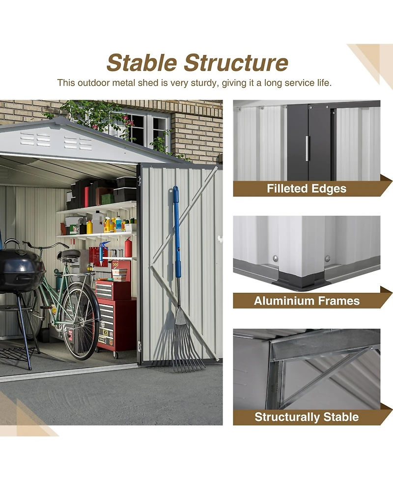 Mondawe 8x6 Ft Outdoor Storage Shed with Lockable Doors