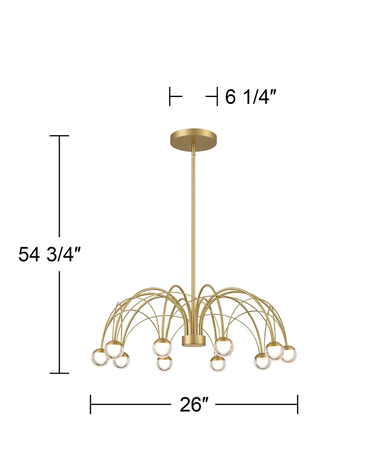 Possini Euro Design Showers 26" Mid Century Modern Pendant Chandelier Ceiling Light Fixture Dining Room Over Table Umbrella 10-Light Led