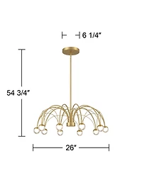 Possini Euro Design Showers 26" Mid Century Modern Pendant Chandelier Ceiling Light Fixture Dining Room Over Table Umbrella 10-Light Led