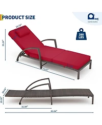 gaomon Set of 2 Rattan Folding Chaise Loungers, 5-Position Adjustable