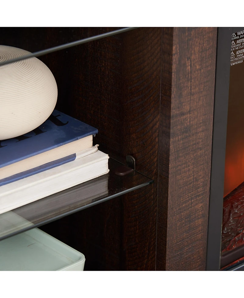 Rainsken Led Fireplace Tv Stand 58 Inch, Media Entertainment Center Compatible with 32-62" TVs, Living Room Console with Usb Charging Outlet