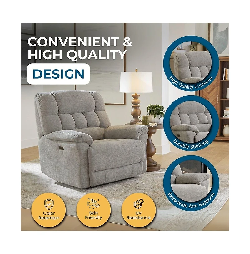Heartland Furniture Oversized Recliner Chair Heavy Duty Recliners with Wide Seat