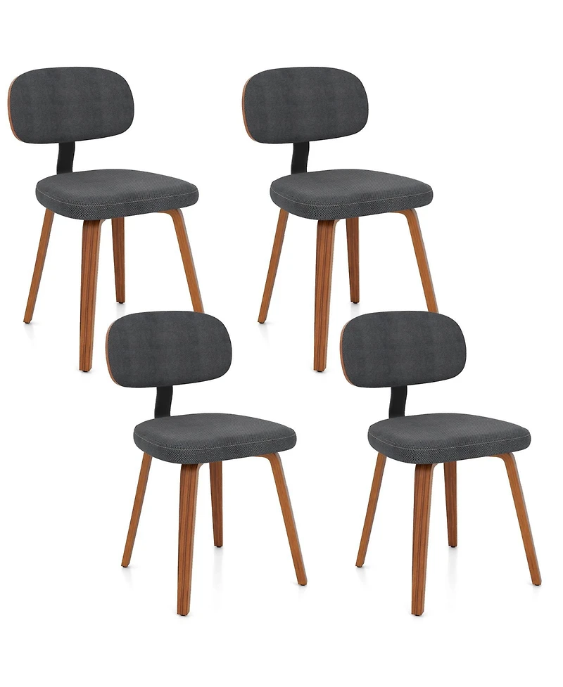 Gymax Dining Chairs Set of 4 w/Curved Backrest Padded Seat for Room Living