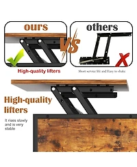 Rainsken Square Lift-Top Coffee Table, Farmhouse Center Table with Hidden Compartment and Storage Shelves for Living Room