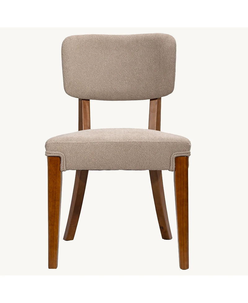 Rainsken Modern Upholstered Dining Chairs Set of 2, Comfortable Fabric Chairs with Solid Wood Legs for Living Room and Kitchen